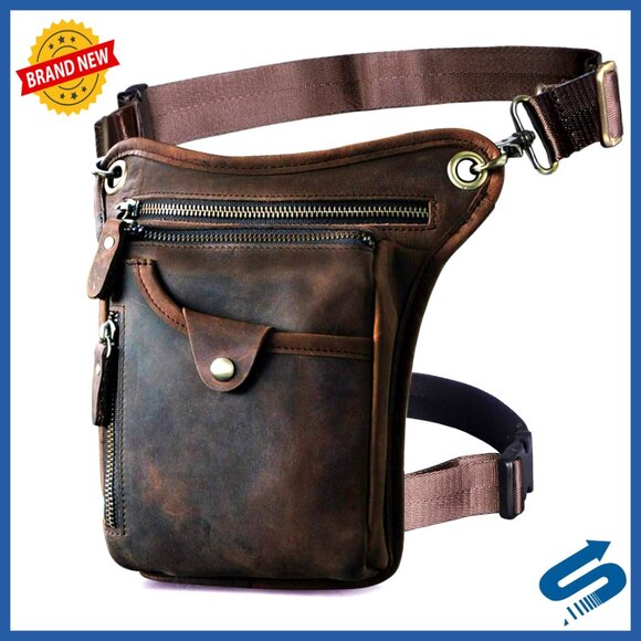 Genuine Leather Waist Pack Outdoor Sporting Messenger Drop Leg Thigh Bag